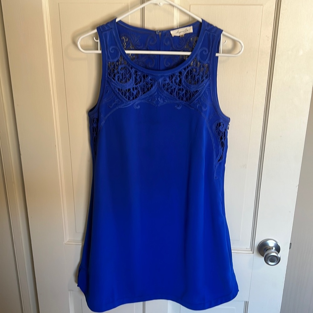 Royal blue shift dress with beautiful top detail